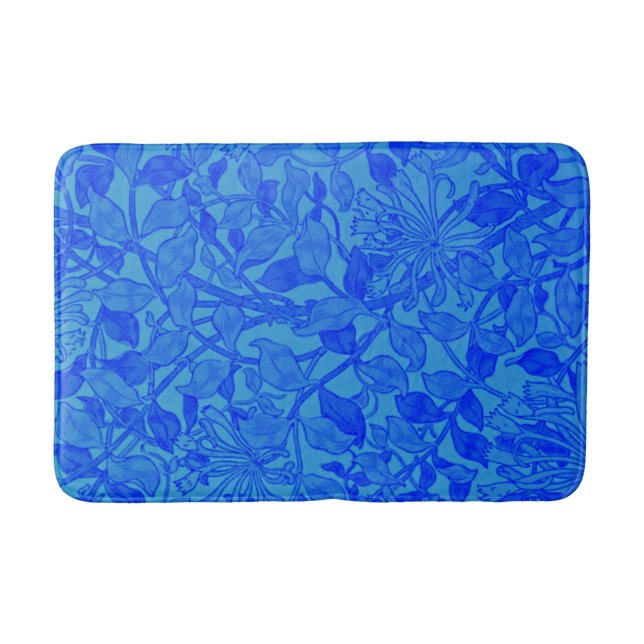 Beautiful Blue Honeysuckle Pattern Bath Mat (Front)