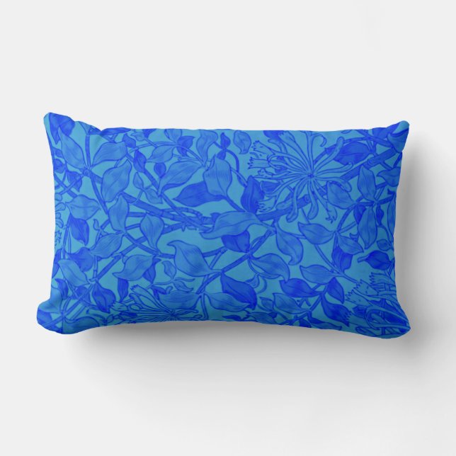 Beautiful Blue Honeysuckle Pattern by W. Morris Lumbar Cushion (Front)