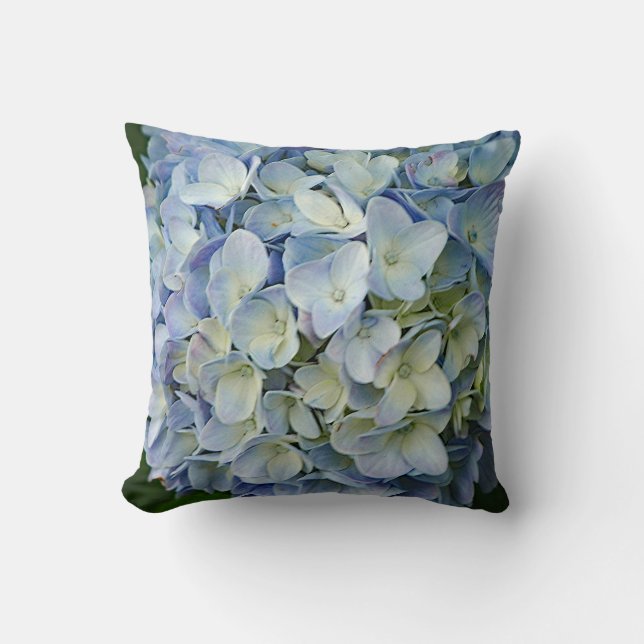 Beautiful Blue Hydrangea Flowers Photo Cushion (Front)