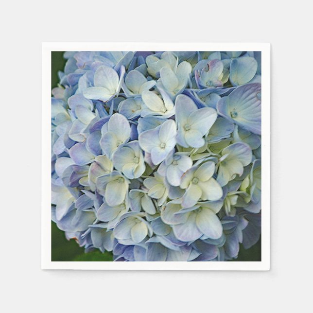 Beautiful Blue Hydrangea Flowers Photo Napkin (Front)