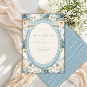 Beautiful Blue Hydrangeas Floral Bridal Shower Invitation
