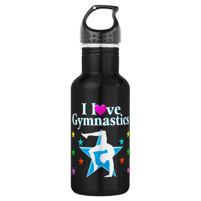 BEAUTIFUL BLUE I LOVE GYMNASTICS DESIGN 532 ML WATER BOTTLE (Front)