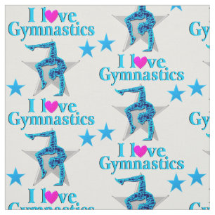 BEAUTIFUL BLUE I LOVE GYMNASTICS FABRIC