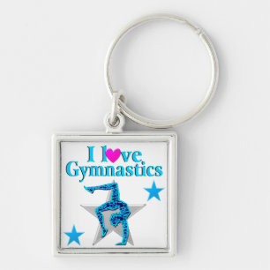BEAUTIFUL BLUE I LOVE GYMNASTICS KEY RING