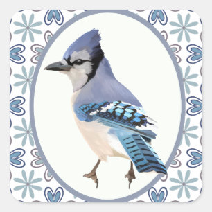 Beautiful Blue Jay Bird Square Sticker