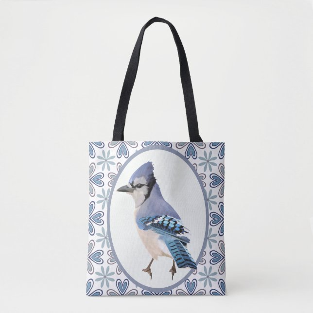 Beautiful Blue Jay Bird Tote Bag (Front)