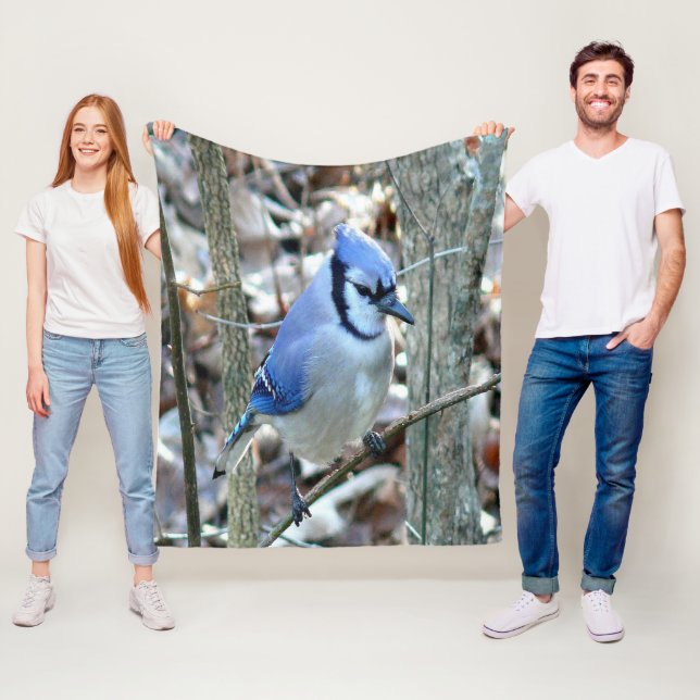 Beautiful Blue Jay Fleece Blanket (In Situ)