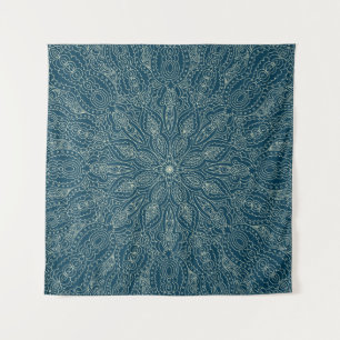 Beautiful blue lace ornament, merry christmasabst tapestry