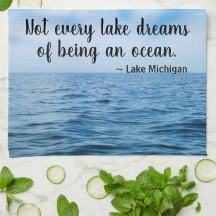 Beautiful Blue Lake Michigan With Cirrus Clouds Tea Towel
