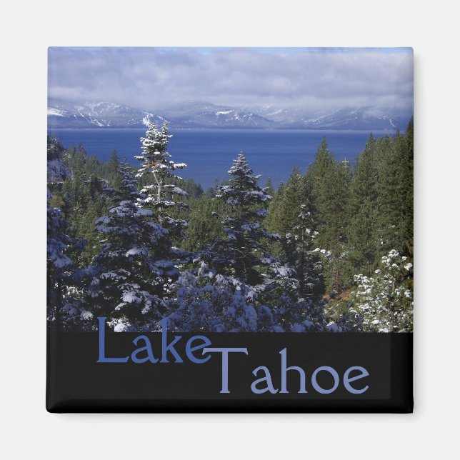 Beautiful Blue Lake Tahoe Square Magnet (Front)