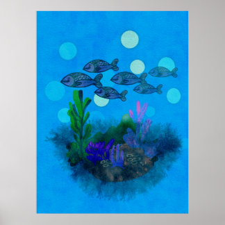 Beautiful blue landscape  poster