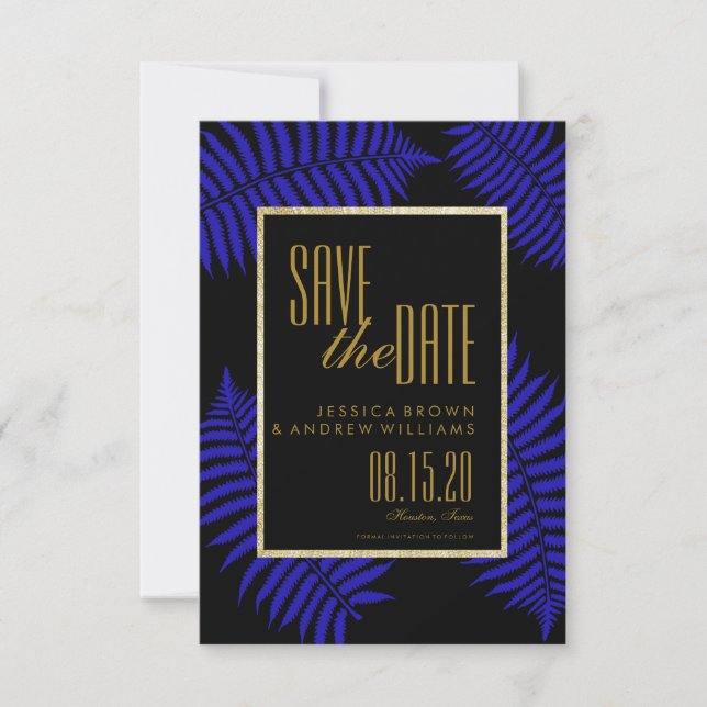 Beautiful Blue Leaf Bracken  Save The Date (Front)