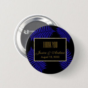 Beautiful Blue Leaf Bracken Wedding 6 Cm Round Badge