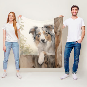 Beautiful Blue Merle Aussie Fleece Blanket