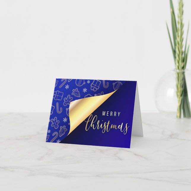 Beautiful Blue Merry Christmas Greeting Card (Front)