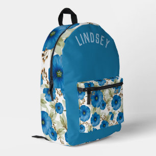 Beautiful Blue Morning Glories Personalised Printed Backpack
