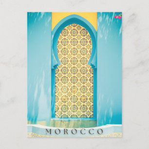 Beautiful Blue Moroccan Door In Marrakech  Holiday Postcard