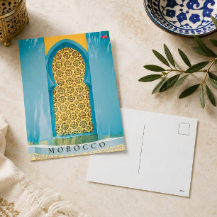 Beautiful Blue Moroccan Door In Marrakech Holiday Postcard