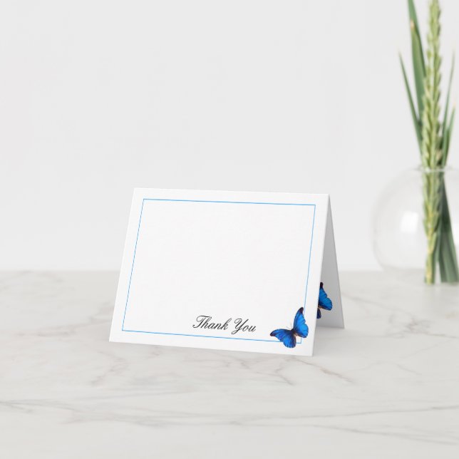 Beautiful Blue Morpho Butterfly Clean and Simple Thank You Card (Front)
