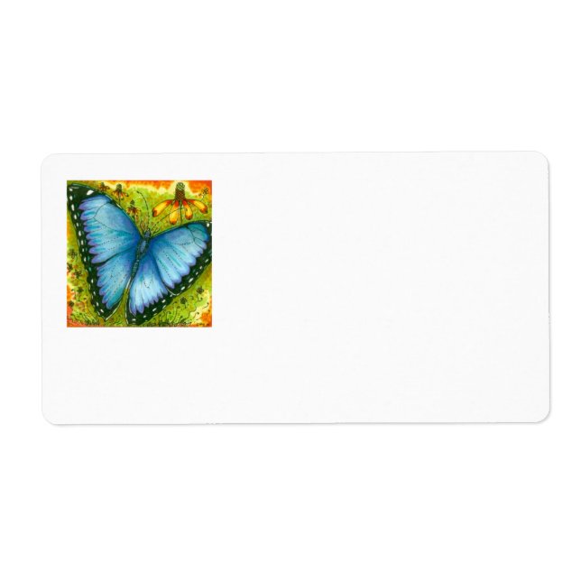 Beautiful Blue Morpho Butterfly Mailing Labels (Front)