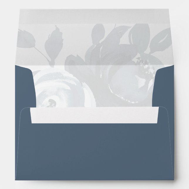Beautiful Blue Muted Floral Envelope (Back (Bottom))