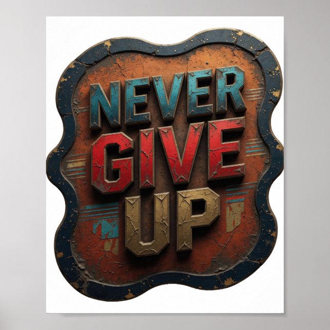 Beautiful Blue NEVER GIVE UP Poster (Front)