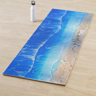Beautiful Blue Ocean Beach Waves Tropical Custom Yoga Mat