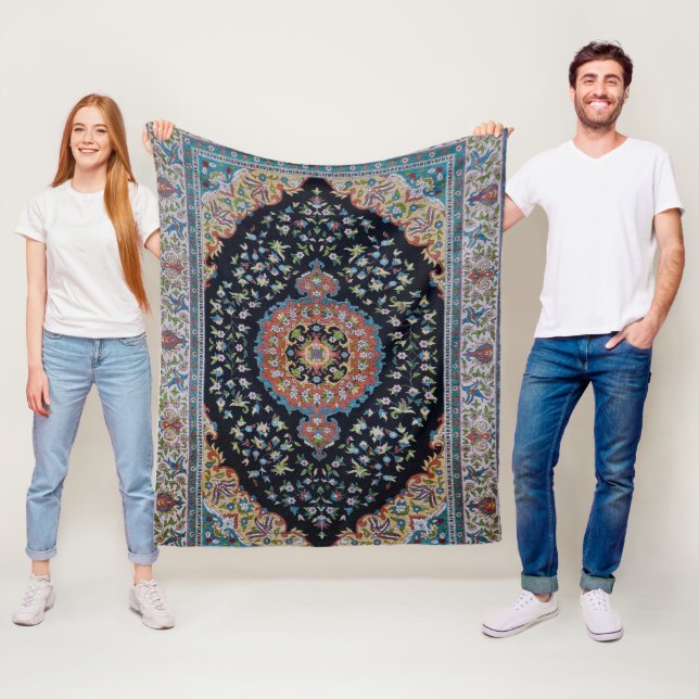 Beautiful Blue Oriental Antique Kilim Rug  Fleece Blanket (In Situ)