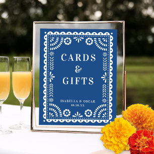 Beautiful Blue Papel Picado Wedding Reception Sign
