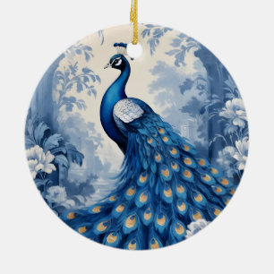 Beautiful blue peacock ceramic tree decoration