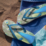 Beautiful Blue Peacock Feathers Jandals<br><div class="desc">These stylish flip flops are perfect for stepping out of the shower or stepping onto the beach and feature the photo image of a beautiful,  blue Peacock with colourful fantail plumage. Select foot size along with other options.</div>