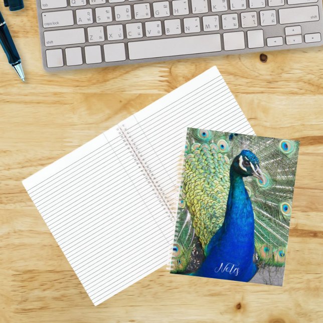 Beautiful Blue Peacock Feathers Photo Notebook (In Situ)