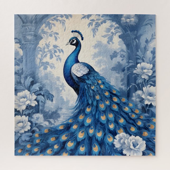 Beautiful Blue Peacock Jigsaw Puzzle (Vertical)