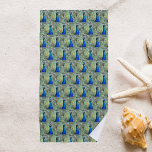 Beautiful Blue Peacock Pattern Beach Towel