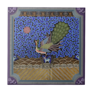 Beautiful Blue Peacock Vintage  Tile