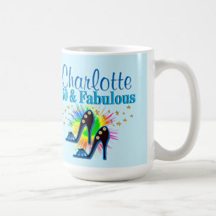 BEAUTIFUL BLUE PERSONALIZED 50TH BIRTHDAY MUG