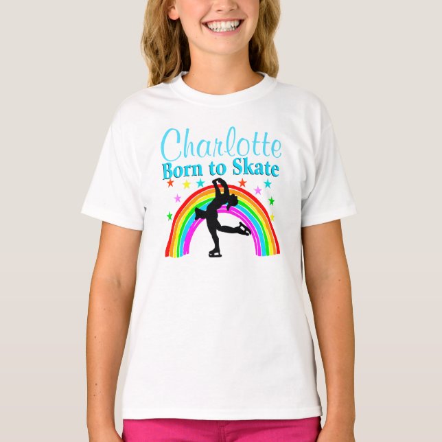 BEAUTIFUL BLUE PERSONALIZED BORN TO SKATE APPAREL T-Shirt (Front)
