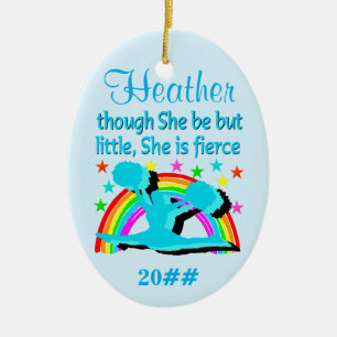 BEAUTIFUL BLUE PERSONALIZED CHEERLEADER ORNAMENT