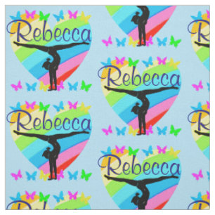 BEAUTIFUL BLUE PERSONALIZED GYMNASTICS FABRIC