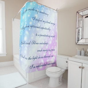 Beautiful Blue / Pink Cleansing Mantra design Shower Curtain