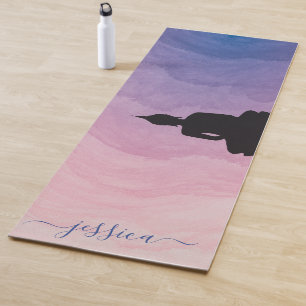 Beautiful Blue Pink Purple Ombre Buddha Custom Yoga Mat