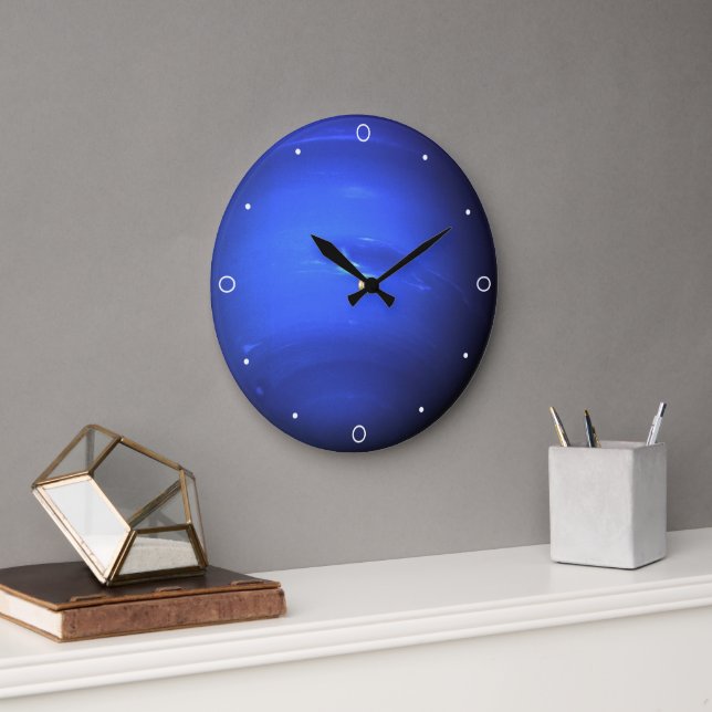 Beautiful Blue Planet Neptune Solar Space Pisces Large Clock (Office)