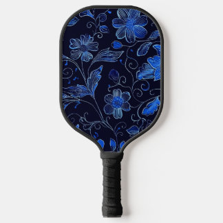 Beautiful Blue Pro Floral Pickleball Paddle