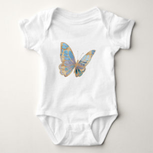 Beautiful Blue, Purple, and Silver Butterfly Baby Bodysuit