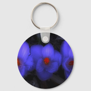Beautiful Blue Purple Crocus Blooms Key Ring