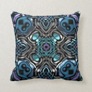 Beautiful Blue, Purple & Silver Pattern Cushion