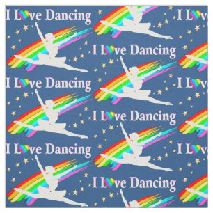 BEAUTIFUL BLUE RAINBOW I LOVE DANCING FABRIC