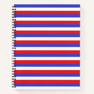 Beautiful Blue Red White Stripes Notebook