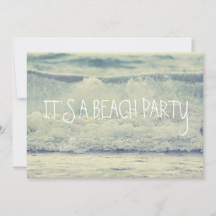 Beautiful Blue Rolling Beach Waves Invitation