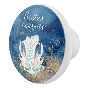 Beautiful blue sand colour coastal custom  ceramic knob